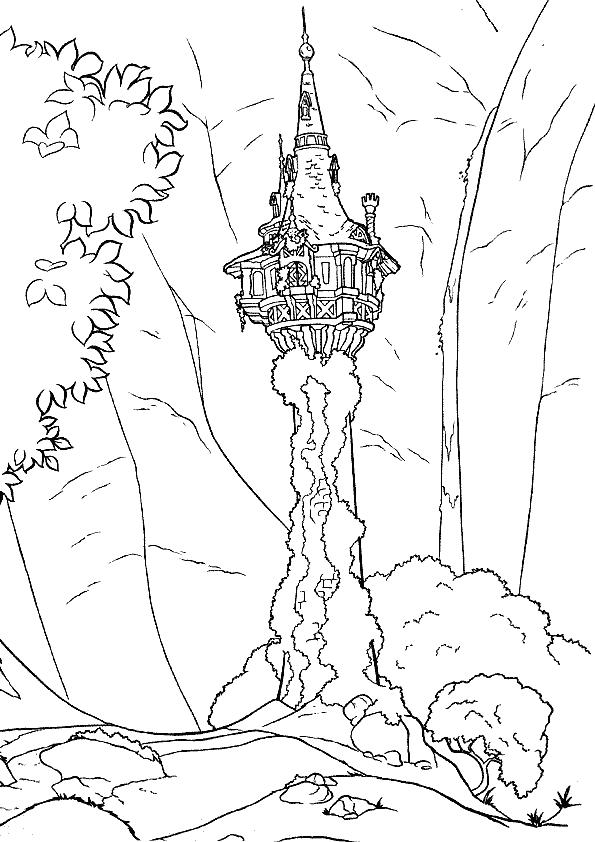 coloriage raiponce la tour